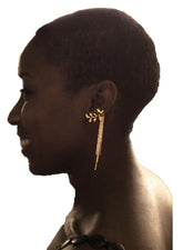 Kaamastra Gold leaf tassel earrings  Gold